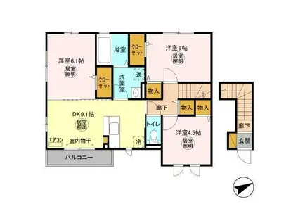 パークドオートム F(3DK/2階)の間取り写真