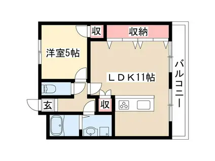 プログレスアサダ(1LDK/6階)の間取り写真