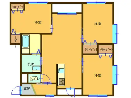 ドリーム水勝II(3LDK/4階)の間取り写真