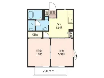 グリーンセフィラ大宮(2DK/2階)の間取り写真