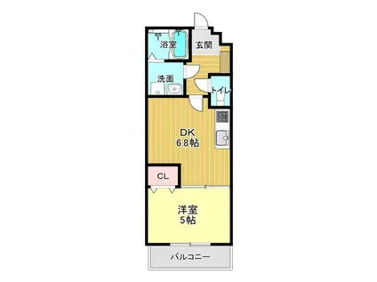 ベレッツァ大工町(1DK/1階)の間取り写真