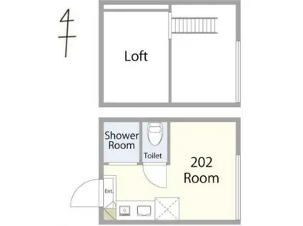 PCA弁天町(ワンルーム/2階)の間取り写真