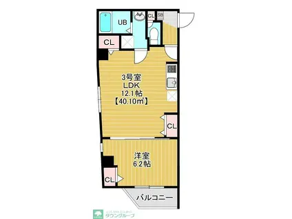 COURTYARD ASAKUSA(1LDK/3階)の間取り写真