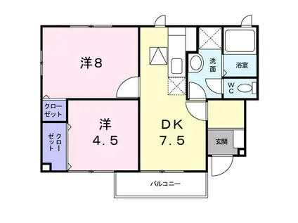 ジェルメテールC(2DK/1階)の間取り写真