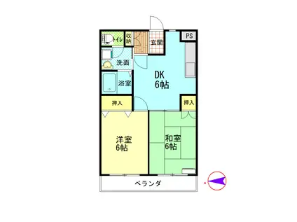 グランデ(2DK/3階)の間取り写真