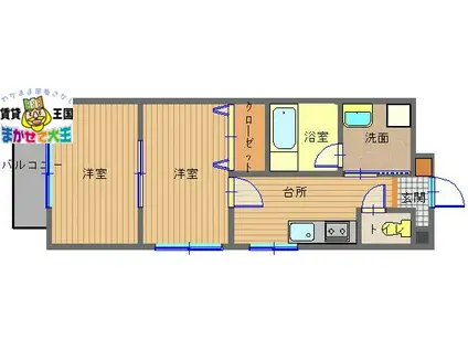 サンロイヤルIII(2K/3階)の間取り写真