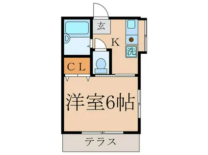 セカンド・ハイツ(1K/1階)の間取り写真