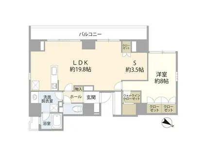 MODERNO TORRE SHO-TO(1SLDK/9階)の間取り写真