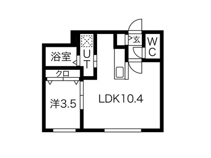 ウェルステージ宮の沢(1LDK/1階)の間取り写真