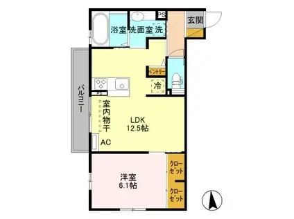 フルール都(1LDK/2階)の間取り写真