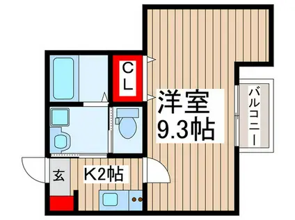キャメル狭山II(1K/2階)の間取り写真