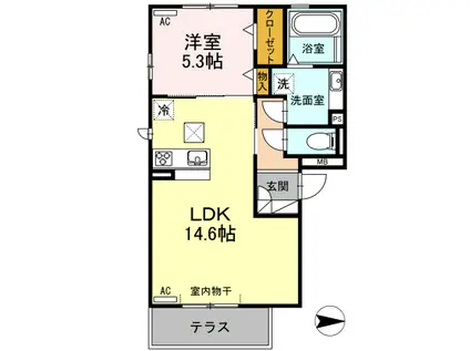 ルーピン(1LDK/1階)の間取り写真