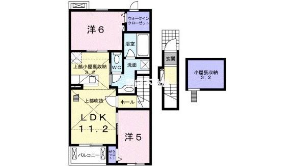 ビジュ・リアンB(2LDK/2階)の間取り写真