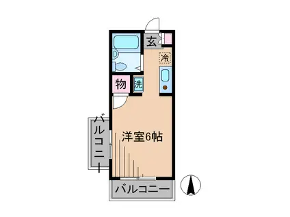 フローラ・スクエア(1K/2階)の間取り写真