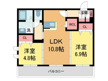 シャーメゾン大森町(2LDK/3階)の間取り写真