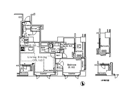 パークアクシス代官山(2LDK/6階)の間取り写真