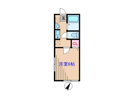 フォレストII(1K/1階)の間取り写真