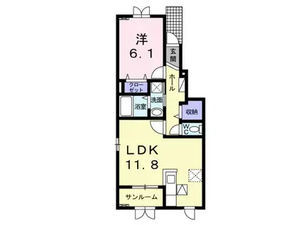 ディアリス・K A(1LDK/1階)の間取り写真