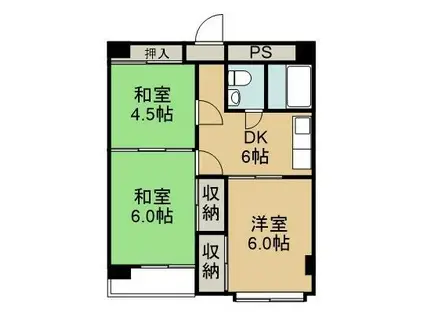 カレント中庄(3DK/2階)の間取り写真