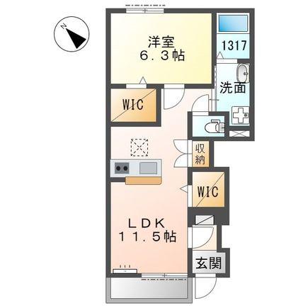 マニエール(1LDK/1階)の間取り写真
