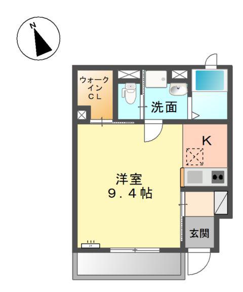 シトロン(ワンルーム/1階)の間取り写真