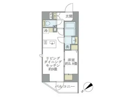 ルネサンス赤坂プレミアムコート(1LDK/2階)の間取り写真