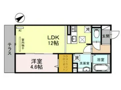KSヴィラ放出(1LDK/1階)の間取り写真