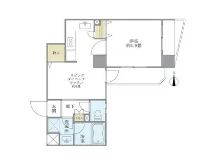 中銀門前仲町マンシオン(1LDK/5階)の間取り写真