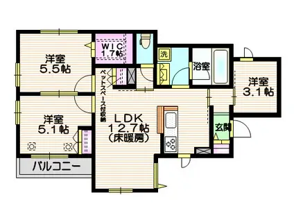 エルズプラス南長崎(3LDK/3階)の間取り写真