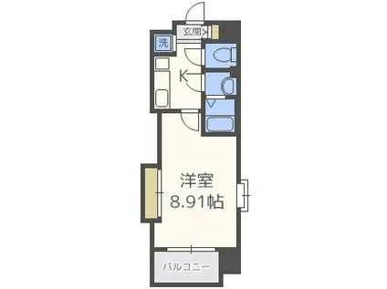 LUXE難波西III(1K/8階)の間取り写真