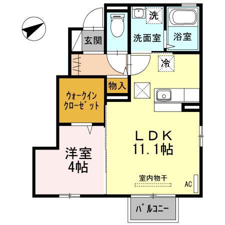 シルクツリー(1LDK/1階)の間取り写真