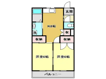 コーポ西村II(2DK/6階)の間取り写真