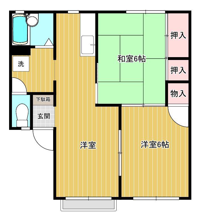 メゾン・ド・梶原(2LDK/2階)の間取り写真