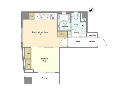 TAS KOMAGOME BLD(1DK/3階)の間取り写真