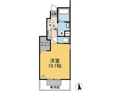 H A L M O N I A(1K/1階)の間取り写真