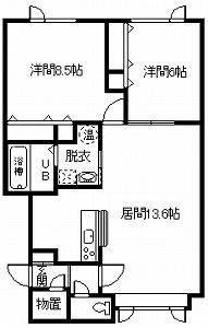アシル A棟(2LDK/2階)の間取り写真