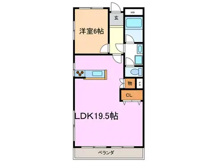 エクセル浅井(1LDK/2階)の間取り写真