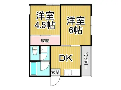 ヴィクトリアコート伊丹(2DK/2階)の間取り写真