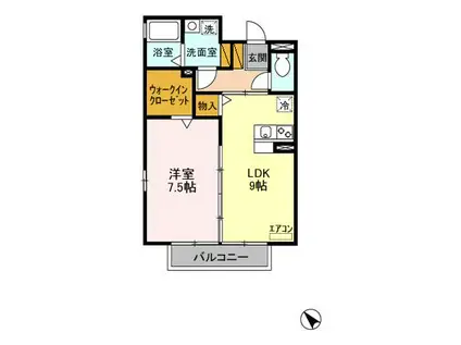 ラテルコート並木E棟(1LDK/2階)の間取り写真