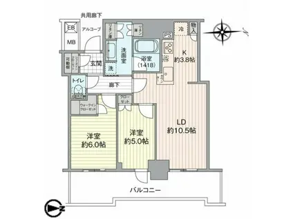 シエリアタワー大阪堀江(2LDK/31階)の間取り写真