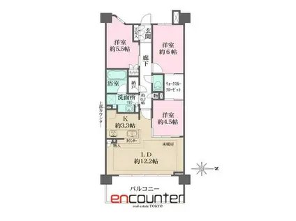 ザ・パークハウス上麻生(3LDK/1階)の間取り写真