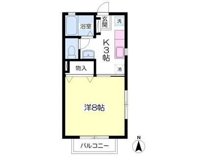 ハッピースマイル(1K/2階)の間取り写真