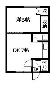 川端3・7ハイツ(1DK/1階)の間取り写真