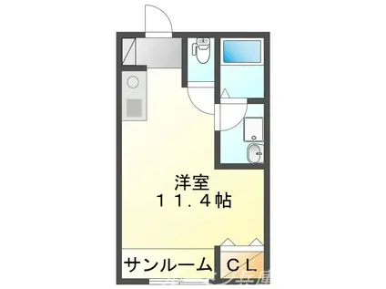メゾンウルーズ久留麻 1ST(ワンルーム/2階)の間取り写真
