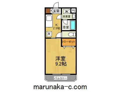 セゾンやまとⅡ(1K/1階)の間取り写真