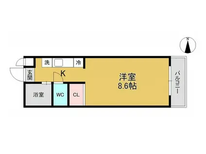 レジデンス学南(1K/1階)の間取り写真