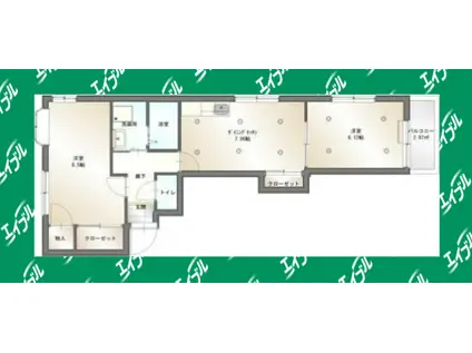 メゾン宝地(2DK/4階)の間取り写真