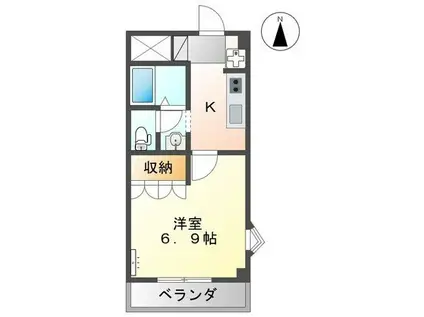プランドール(1K/2階)の間取り写真