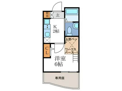 REVE DE下鴨(1K/1階)の間取り写真