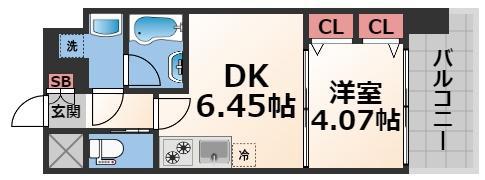 プレジオ布施EURO(1DK/6階)の間取り写真